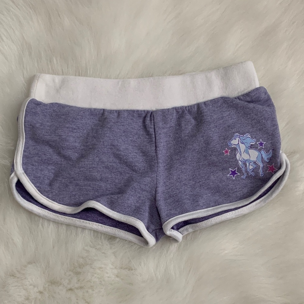 Charming Lavender Kids Shorts with Unicorn Design Cottonblend